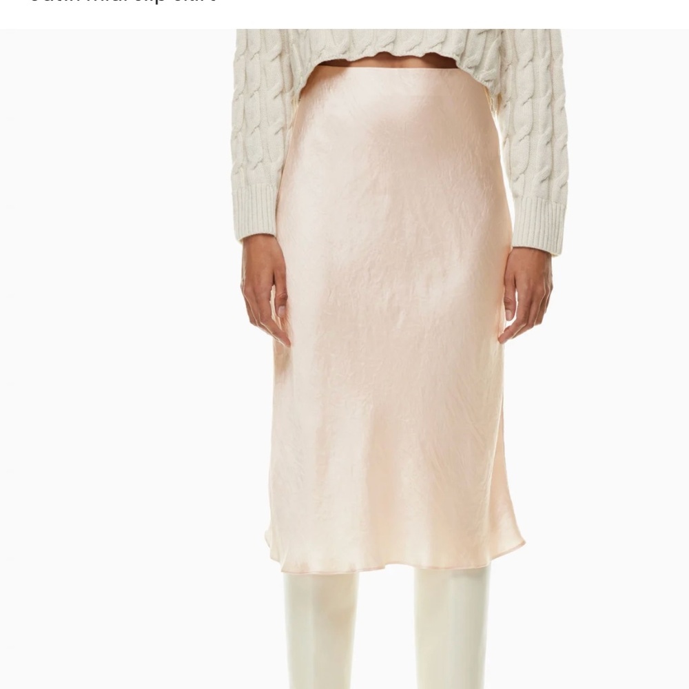 aritzia babaton slip satin midi skirt